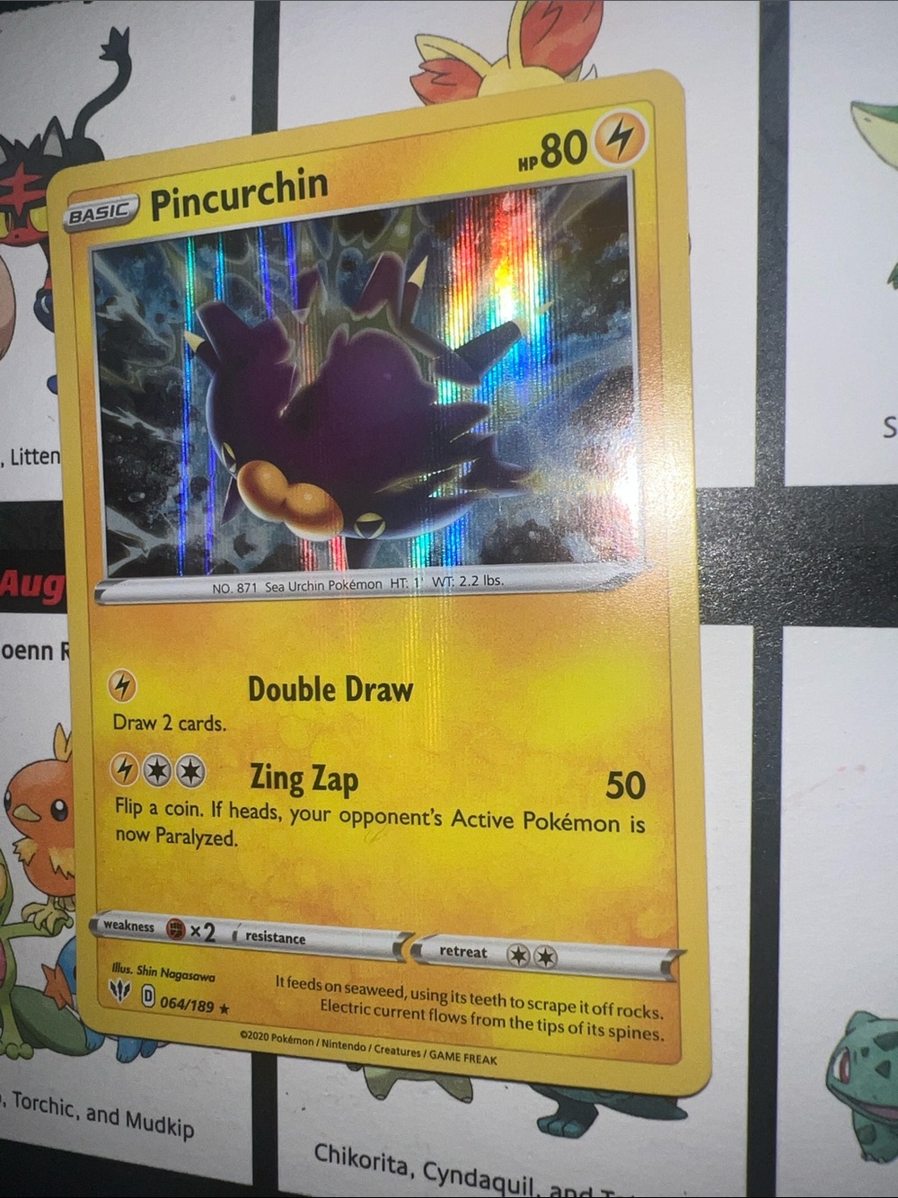 Pokemon Yellow Pincurchin Holo Lightning Card